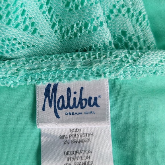 Malibu Dream Girl Eyelet Hipster Swim Bikini Bottom Mint Green Size Medium - Picture 5 of 6